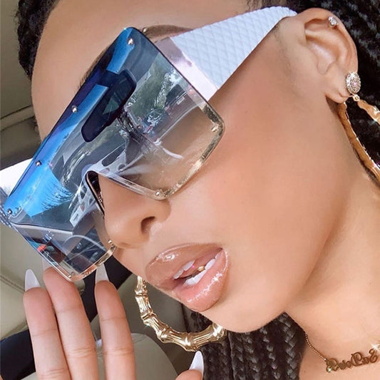 Oversized Square Sunglasses Women 2022 Fashion Metal Frame Vintage Sun Glasses Men Shades Retro Gradient Visor Zonnebril Dames - Executive-Skincare