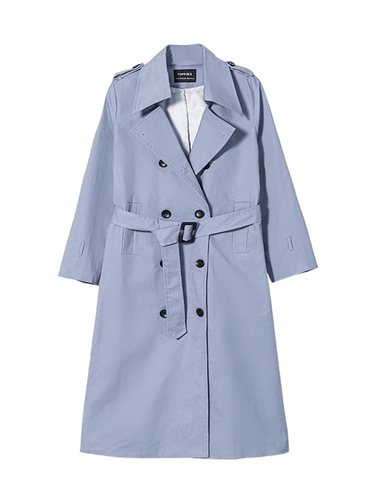 Toppies 2022 Spring Windbreaker Long Trench Coat Women Double Breasted Slim Trench Coat Female Outwear Fashion - Executive-Skincare