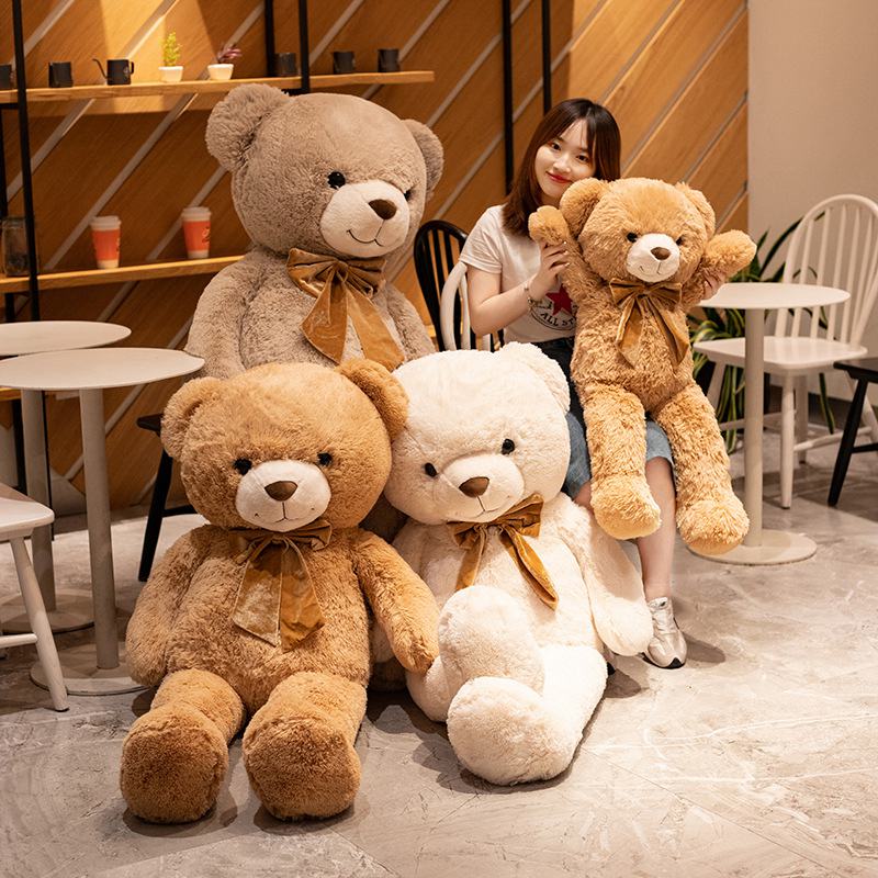 90cm New Teddy Bear Large Plush Stuffed Toys Doll Bow Tie Decorative Fabric Comfortable Girlfriend Sleeping Pillow Sofa Cushion - Executive-Skincare