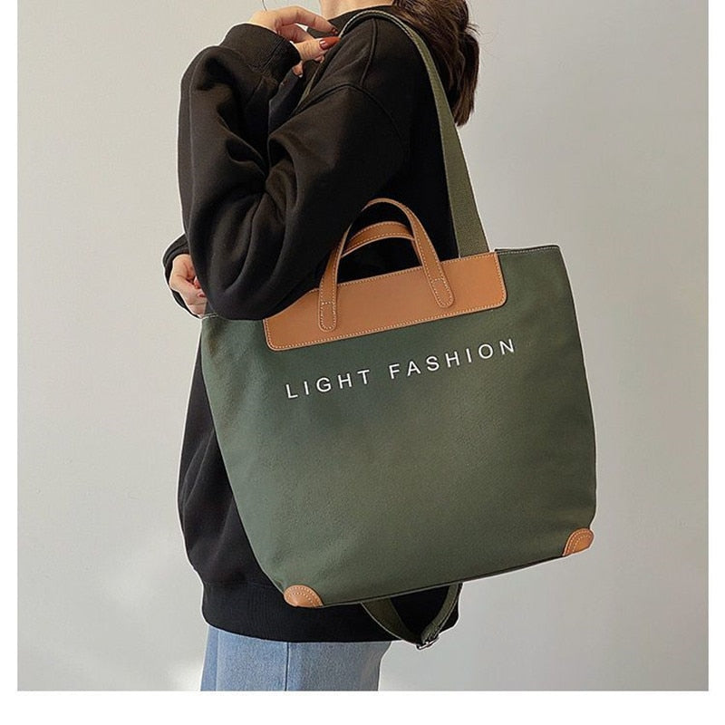 Korean Handbag Leisure Commuting Shoulder Bag Women&#39;s Big Bag Ins New Fashion Women&#39;s Messenger Canvas Tote Bag - Executive-Skincare