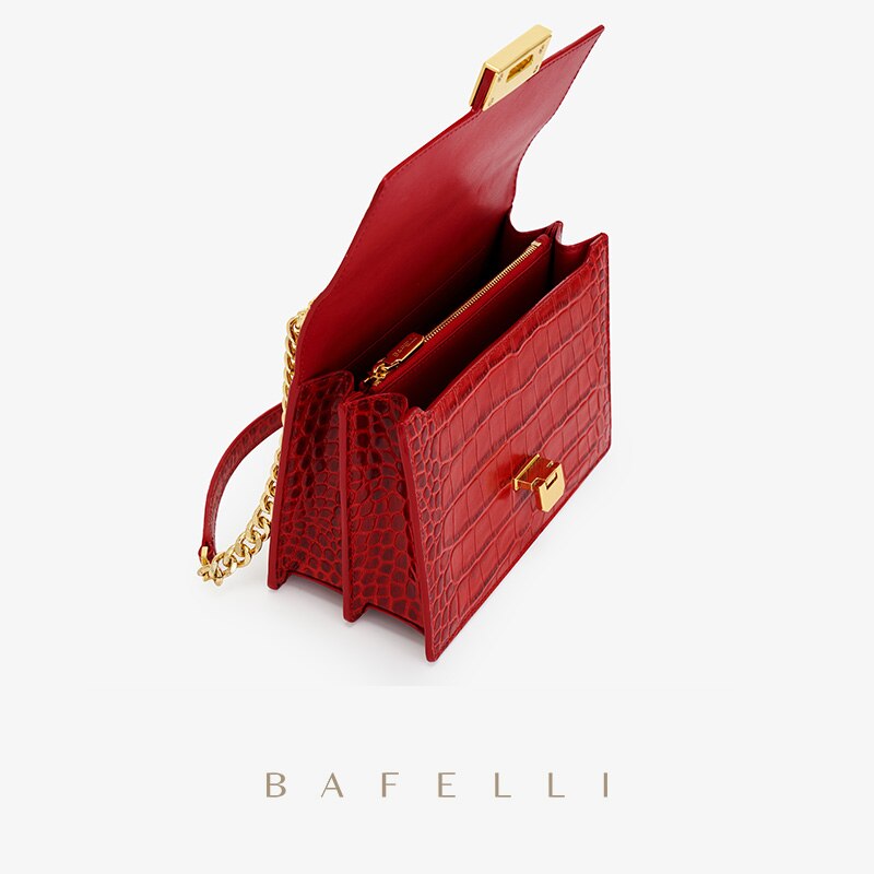 BAFELLI DESIGNER 2022 NEW SHOULDER MESSENGER CHAIN FASHION BAG CROCODILE PATTERN FEMALE WOMEN&#39;S LEATHER FLAP CLASSIC TREND - Executive-Skincare