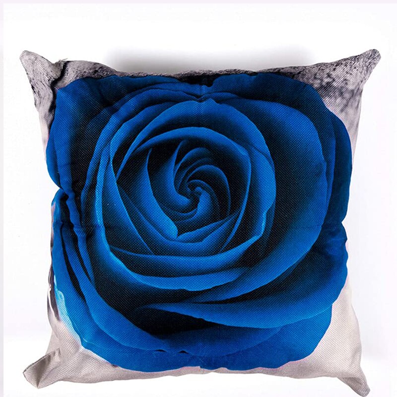 Blue Rose Linen Pillowcase 40*40 Living Room Sofa Cushion Cover 60*60 Home Decoration Pillowcase Valentine&#39;s Day Gift - Executive-Skincare