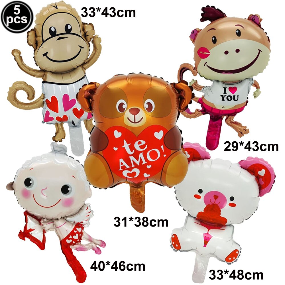 5pcs Love Bear Balloon include Big Bear Balloon and Mini Bear Balloon Birthday Valentines Party Wedding Decoration Bear Balloon - Executive-Skincare