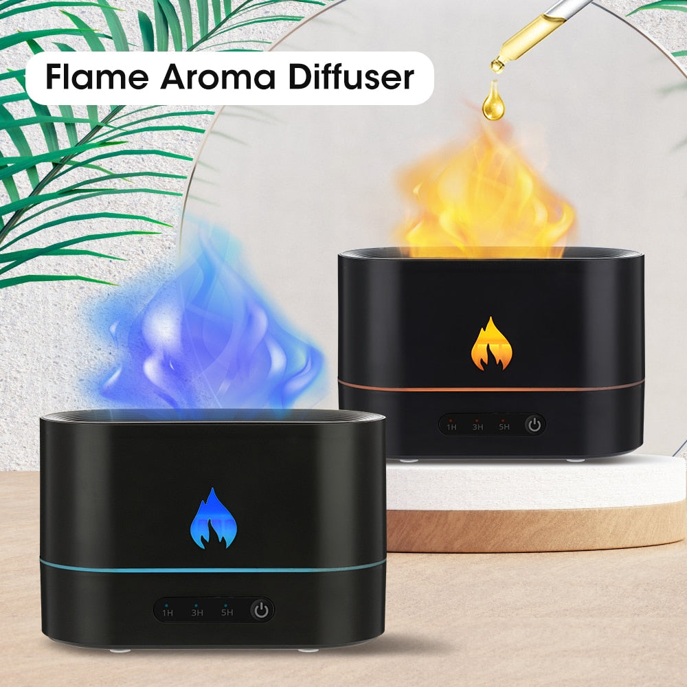 Double Color Flame Diffuser Essential Oils Fragrance Aroma Air - Executive-Skincare