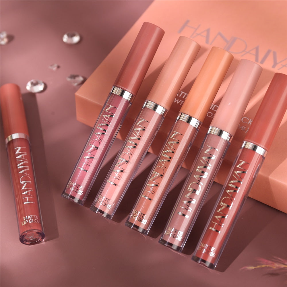 6PC/Set Goddess Gift Matte Velvet Lip Gloss Waterproof Long-lasting Liquid Lipstick Cosmetic Beauty Makeup Lip Balm Gift - Executive-Skincare