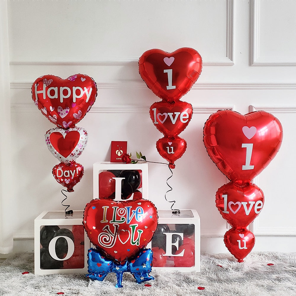 Large Red Lips Double Bear Hug Heart Balloons Foil I Love You Wedding Valentine&#39;s Day Marriage Event Party Balloon Decoration - Executive-Skincare