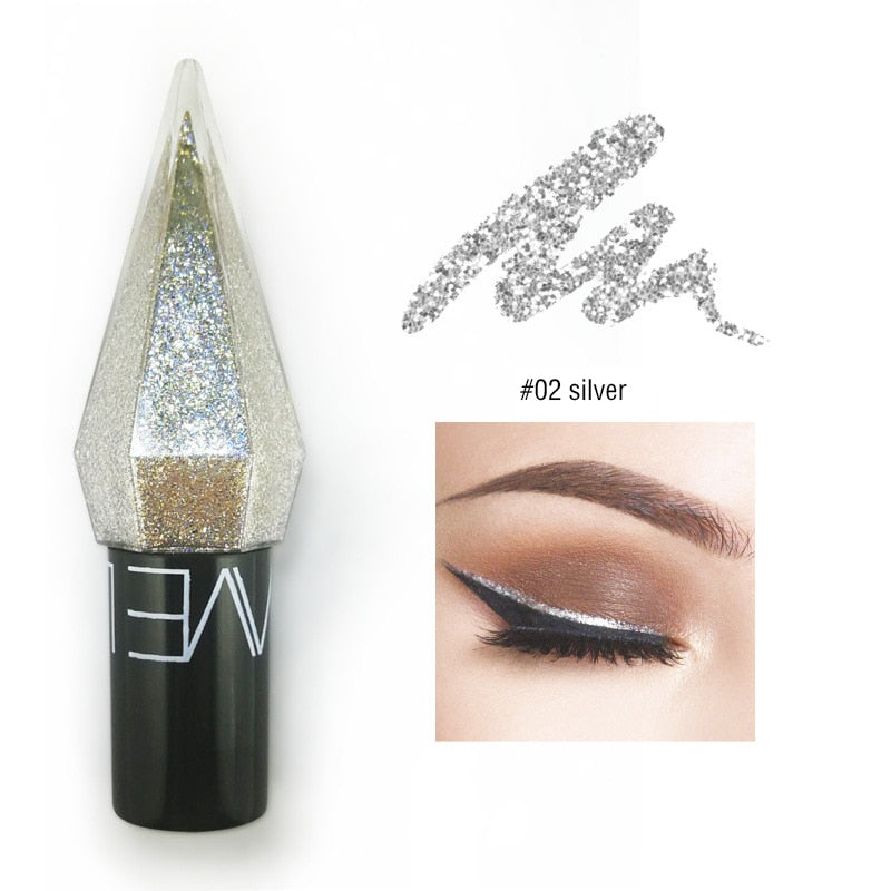 Shiny Eye Liners Pigment Silver Rose Gold Color Liquid Glitter eyeshadow Professional Eyeliner Beauty Cosmetics Makeup for Women - Executive-Skincare