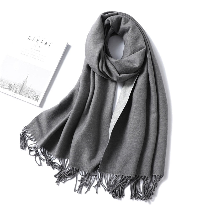 Winter Cashmere Scarf Women Thick Warm Shawls Wraps Lady Solid Scarves Fashion Tassels Pashmina Blanket Quality Foulard 2022 New - Executive-Skincare