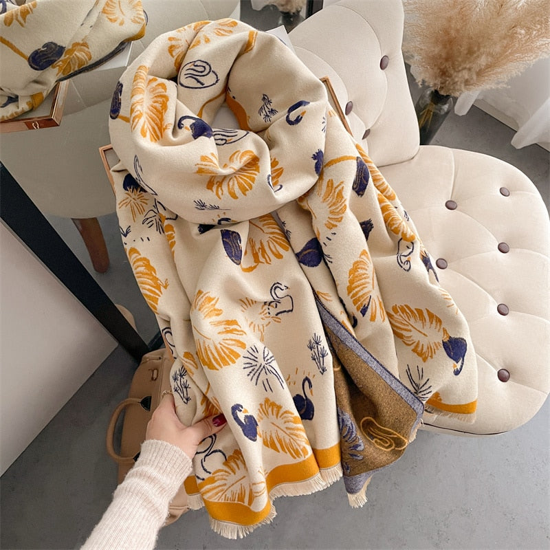 Luxury Brand Cashmere Warm Scarf for Women Design Winter Thick Shawl Wrap Pashmina Blanket Poncho Female Bufanda Echarpe Foulard - Executive-Skincare