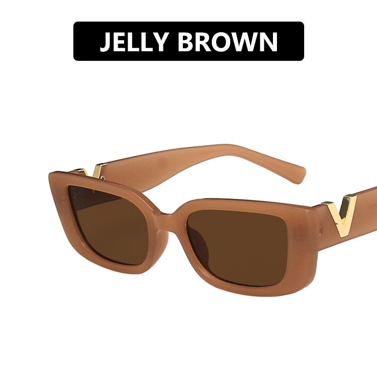 Retro Cat eyt Frame Sunglasses Women 2022 Luxury V Sun Glasses Men Fashion Rectangle Jelly Sunglasses with Metal Hinges UV400 - Executive-Skincare