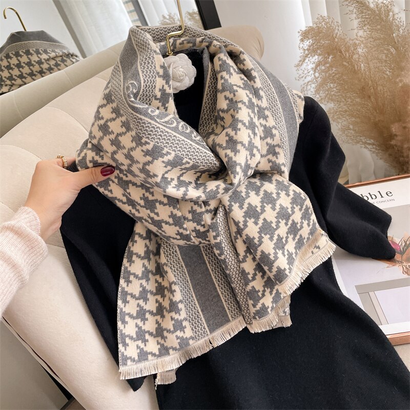 Luxury Brand Cashmere Warm Scarf for Women Design Winter Thick Shawl Wrap Pashmina Blanket Poncho Female Bufanda Echarpe Foulard - Executive-Skincare