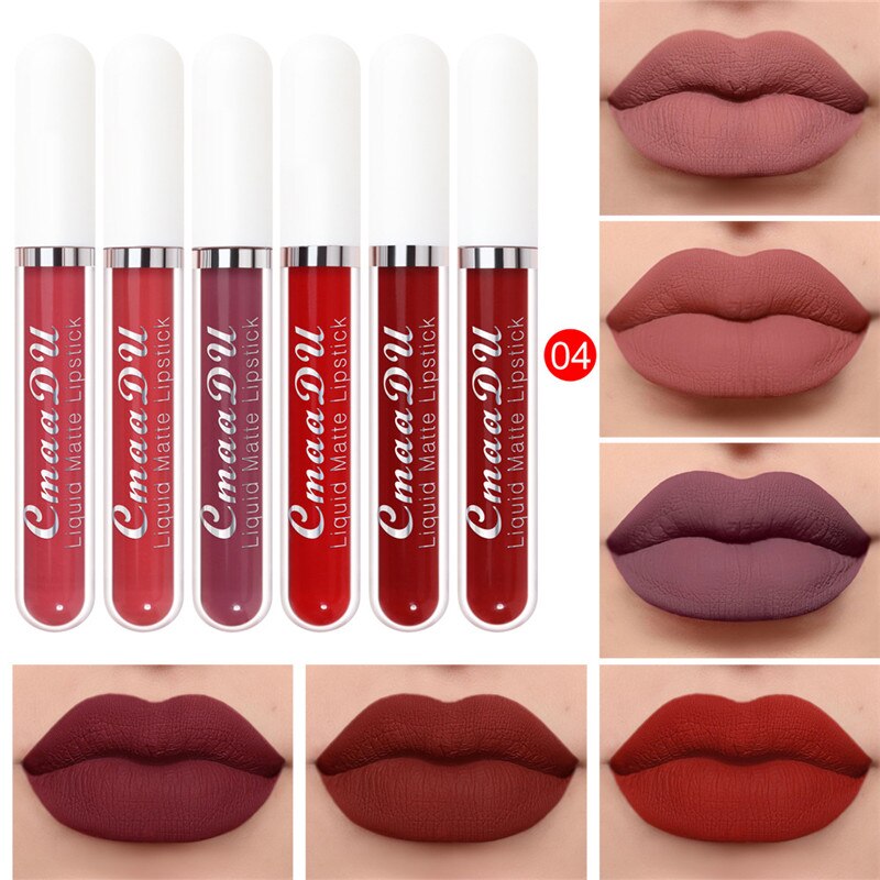 6 Colors/Set Fashion Matte Lip Gloss Sets Natural Moisturize Waterproof Lasting Velvet Sexy Red Liquid Lipstick Beauty Cosmetic - Executive-Skincare