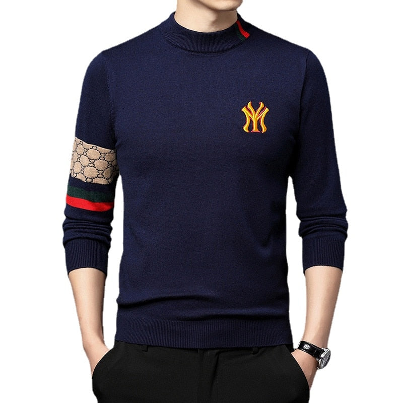 2022 Men&#39;s Mock Neck Pullovers Casual Male Designer Clothing Turtleneck Sweater Luxury Knit Embroidered Sweaters Top Grade S-4XL - Executive-Skincare