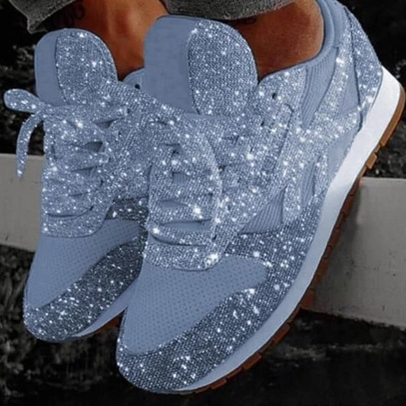 Hot 2022 Women Sequined Glitter Sneakers, Casual Lace-up Shoes, Sparkling, Flat and Casual shoes for women sneakers  shose women - Executive-Skincare