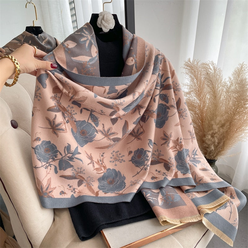 Luxury Brand Cashmere Warm Scarf for Women Design Winter Thick Shawl Wrap Pashmina Blanket Poncho Female Bufanda Echarpe Foulard - Executive-Skincare