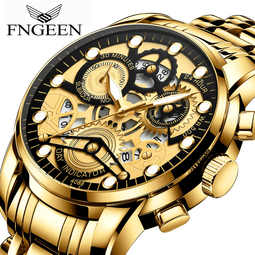 2022 Gold Top Brands Men Wristwatches Waterproof Luxury Golden Wrist Watch For Male Clock Dropshipping Gifts Relogio Masculino - Executive-Skincare