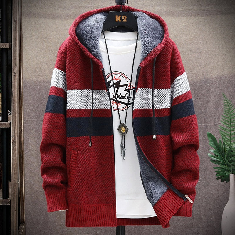 2022 Autumn/Winter New Men&#39;s Fashion Casual Loose Sweater Men&#39;s Fleece and Thick Warm Large Size High Quality Cardigan Coat 5XL - Executive-Skincare