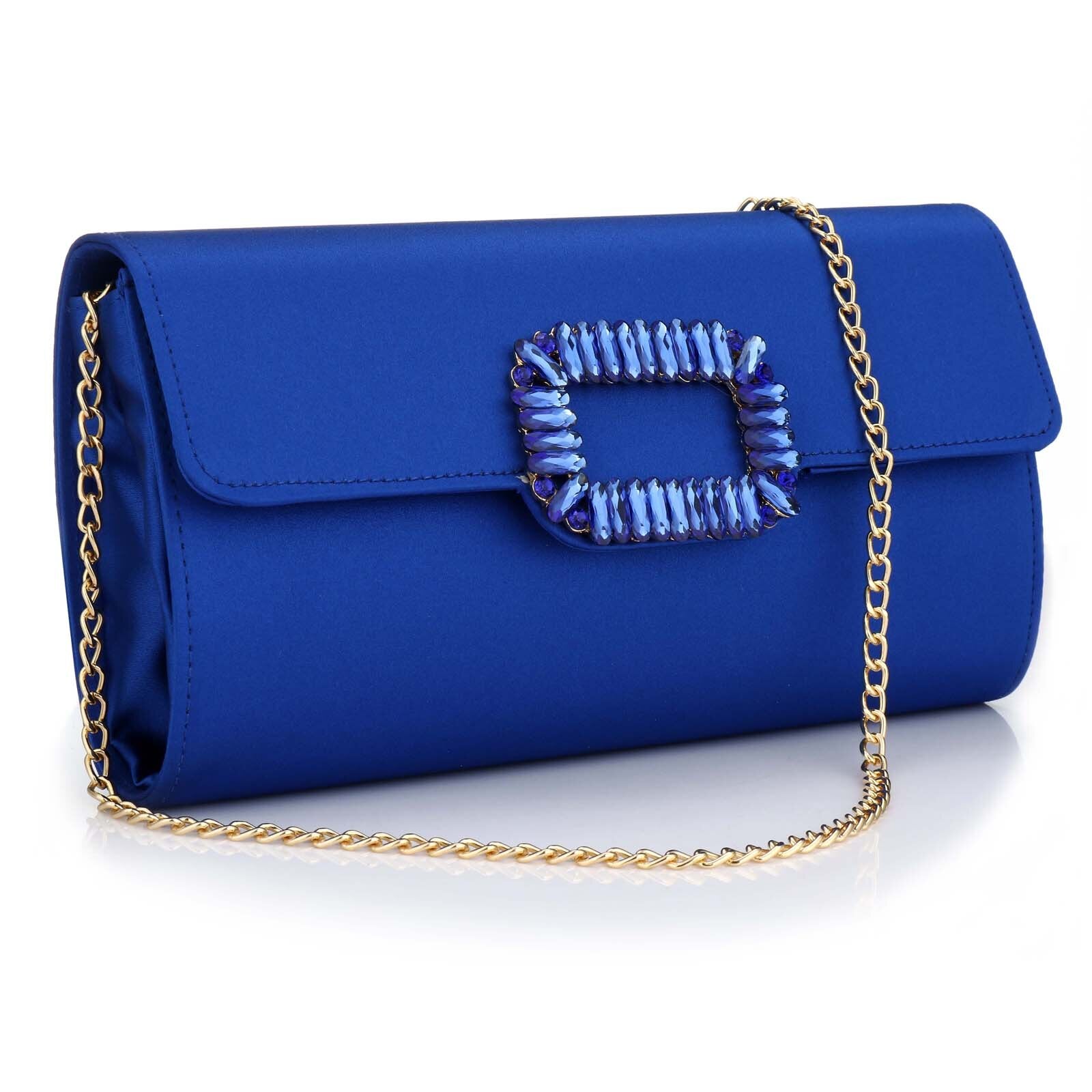 Satin Polyester Evening Clutches And Purse Women Vintage High Quality Rhinestone Box Bag Clutch With Chain Party Shoulder Bags - Executive-Skincare