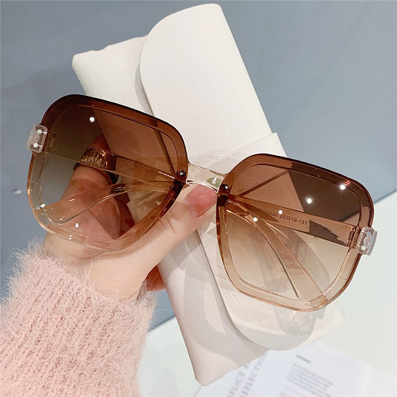 Classic Vintage Square Sunglasses Woman Gradient Mirror Frameless Sun Glasses Female Retro Fashion Rimless Oculos De Sol - Executive-Skincare