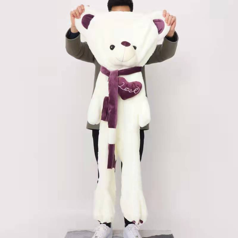 80-200cm Giant Teddy Skin Plush Toy Soft Big Animal Love Scarf Bear Empty Baby Cushion Pillow Kids Doll Children Girl Gifts - Executive-Skincare