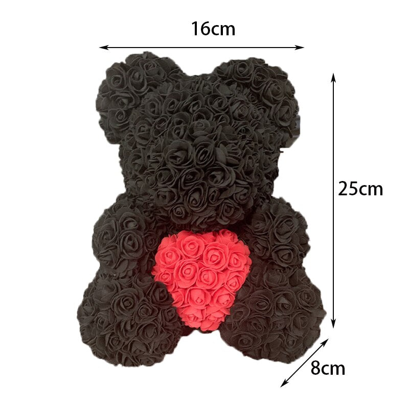 25cm Rose Bear Heart Artificial Flower Rose Teddy Bear for Home Girl Birthday Christmas Valentine  Gift Wedding Party Decoration - Executive-Skincare