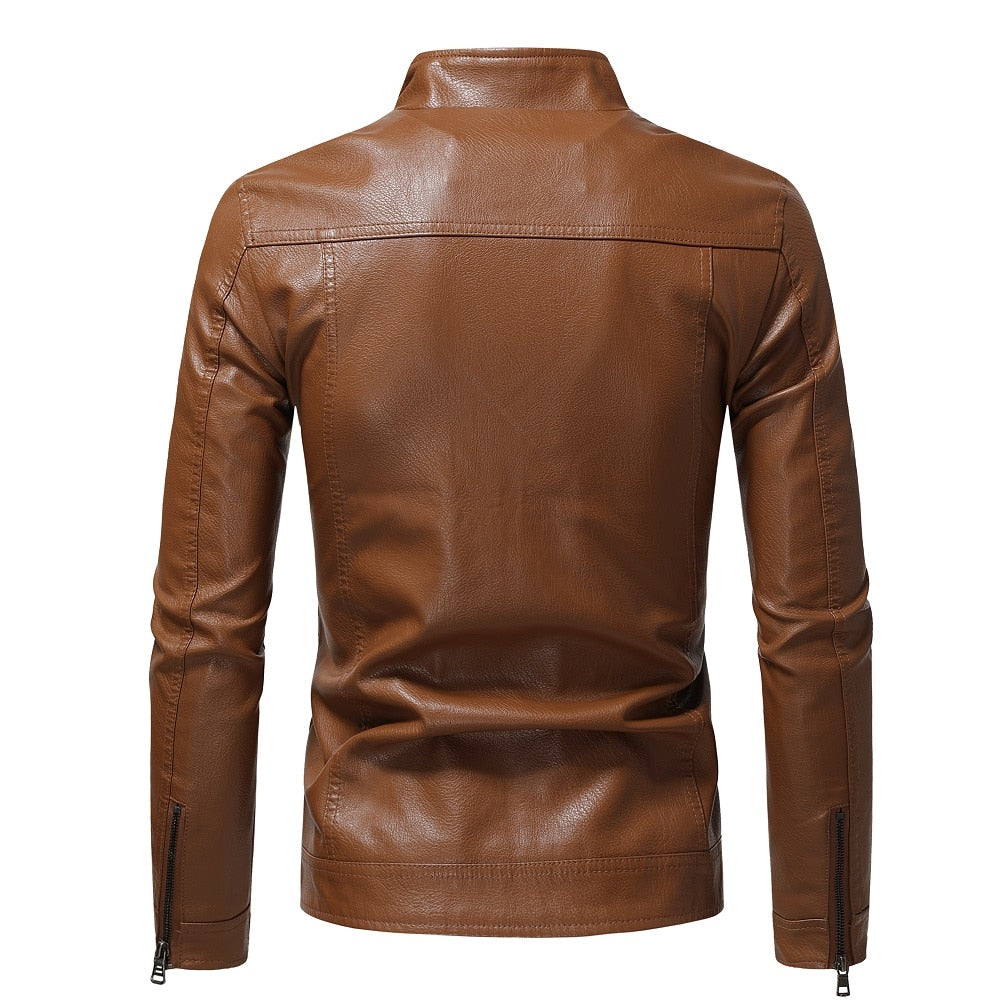 2022 Autumn Fashion Trend Coats Male New Style Slim Stand-Up Collar Motorcycle Leather Jacket Men&#39;s PU Leather Jacket S-4XL - Executive-Skincare