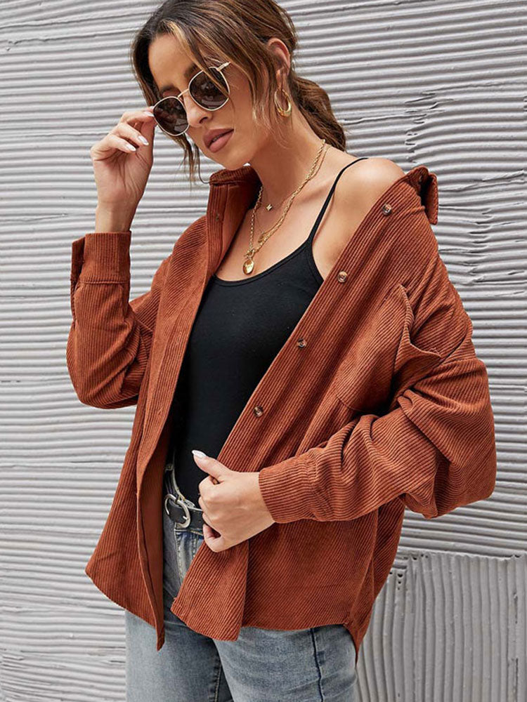 Autumn Corduroy Jacket Woman Long Shirt Jacket Women Button Coat Jackets Women Fashion Overshirt Loose Coat Female 2022 - Executive-Skincare