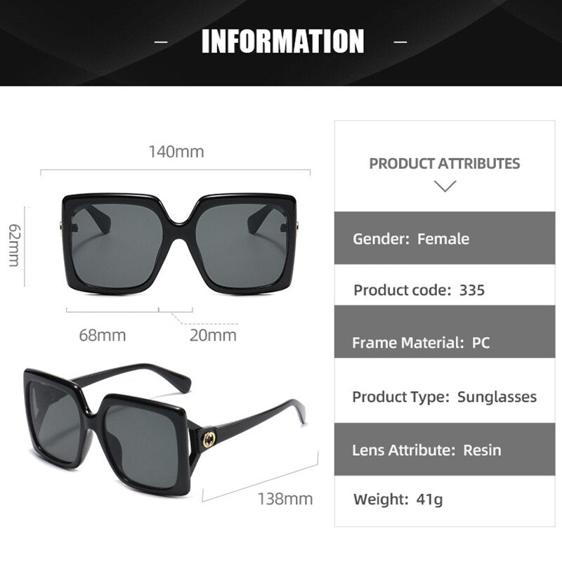 New Luxury Oversized Square Women Sunglasses High Quality Fashion Vintage Trends Sun Glasses Men Retro Shades UV400 Gafas De Sol - Executive-Skincare