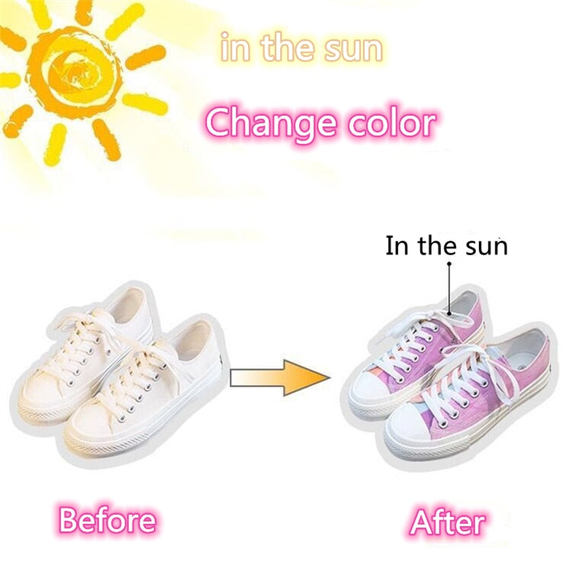 Women&#39;s Color Changing Canvas Shoes Trendy Fashion Versatile Low-top Lace-up Boarding Shoes Cute Fairy Colorful  Kawaii Sneakers - Executive-Skincare