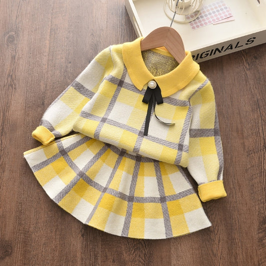 2022 New Girl Sweater Clothes Children Winter Dress Bow Doll Collar Clothes Coat Casual Dress Sweater Christmas Girls Suits - Executive-Skincare