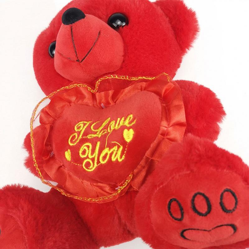 Red Plush Teddy Bear Dolls with Love You Heart 9.84&quot; Valentine&#39;s Day Gifts Couple Hugging Stuffed Teddy Bear for Her and Kids - Executive-Skincare