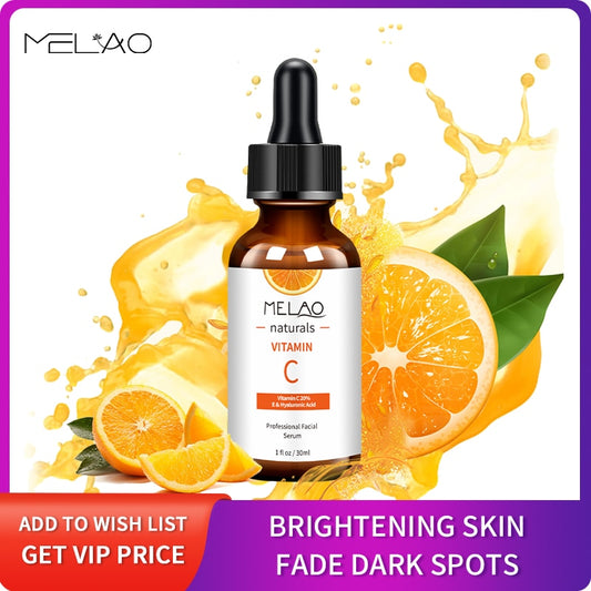 Melao Natural Vitamin C Serum Original For Face Dark Spot Whitening Brighten Moisturizing VC Essence Vit For Stretch Mark 30ml - Executive-Skincare