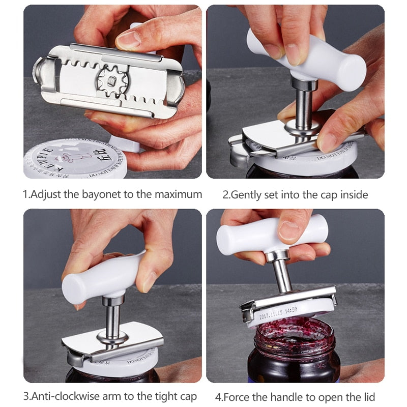 Adjustable Jar Opener Stainless Steel Lids off Jar Opener Bottle Opener Kitchen Accessories Can Opener for 3-9.5CM - Executive Quality Store