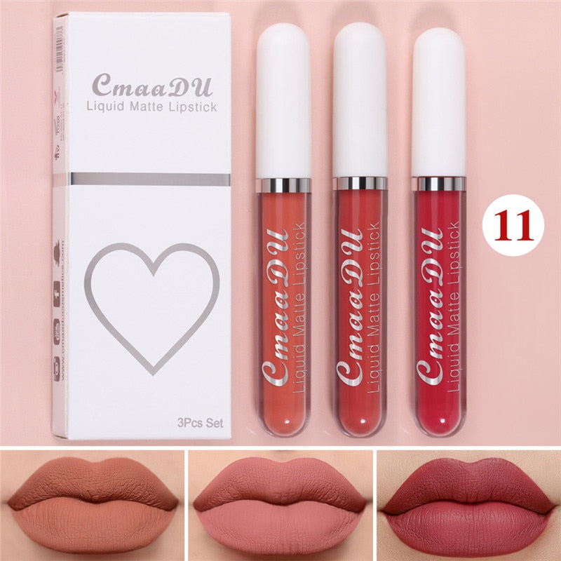 6 Colors/Set Fashion Matte Lip Gloss Sets Natural Moisturize Waterproof Lasting Velvet Sexy Red Liquid Lipstick Beauty Cosmetic - Executive-Skincare