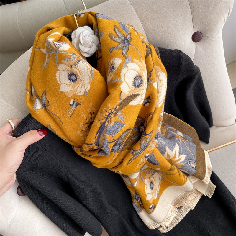 Luxury Brand Cashmere Warm Scarf for Women Design Winter Thick Shawl Wrap Pashmina Blanket Poncho Female Bufanda Echarpe Foulard - Executive-Skincare