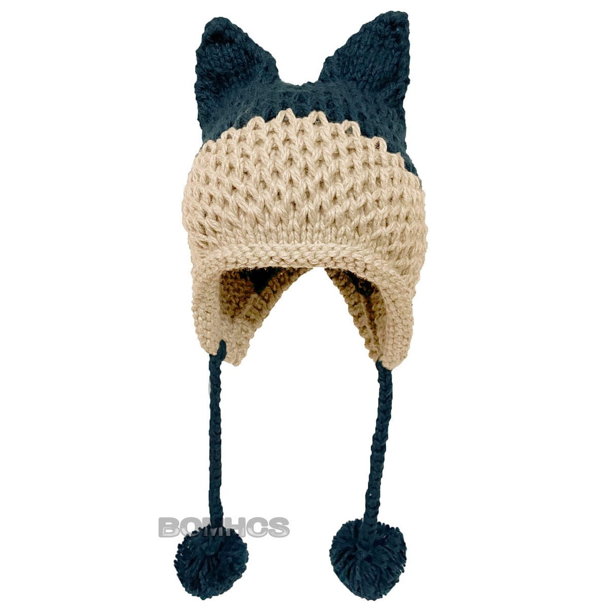 BomHCS Cute Fox Ears Beanie Winter Warm 100% Handmade Knit Hat - Executive-Skincare