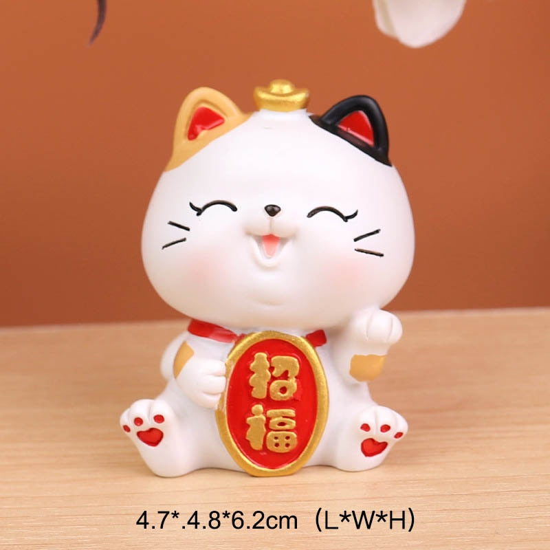 Chinese Lucky Wealth Waving Cat Gold Waving Hand Cat Home Decor Welcome Waving Cat Sculpture Statue Decor Car Ornament - Executive-Skincare