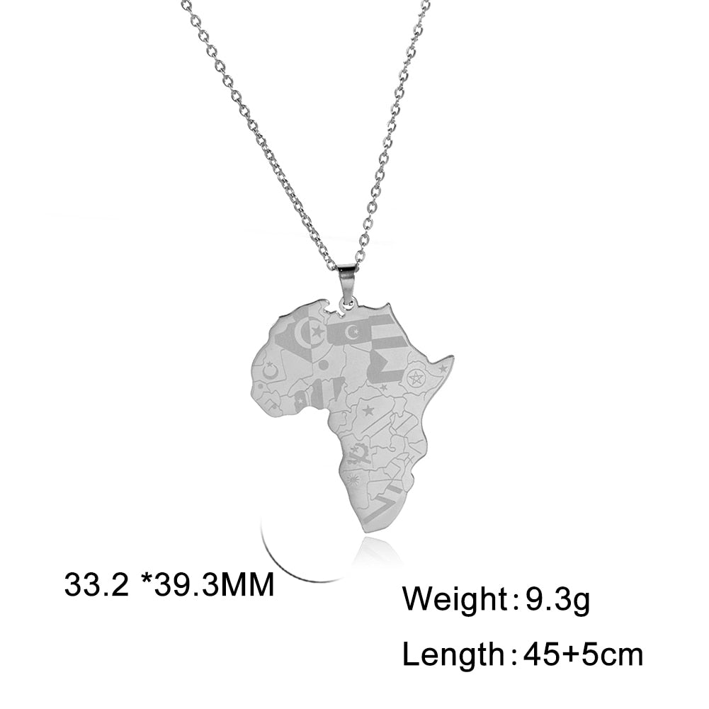 MyShape African Map Pendant Necklaces For Women Men Gold Color South Africa Stainless Steel Necklace Choker African Jewelry Gift - Executive-Skincare