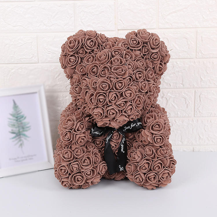 25cm Teddy Rose Bear Artificial Rose Flowers For Girlfriend Valentine&#39;S Day Christmas Gift Rose Of Bear Birthday Wedding Present - Executive-Skincare