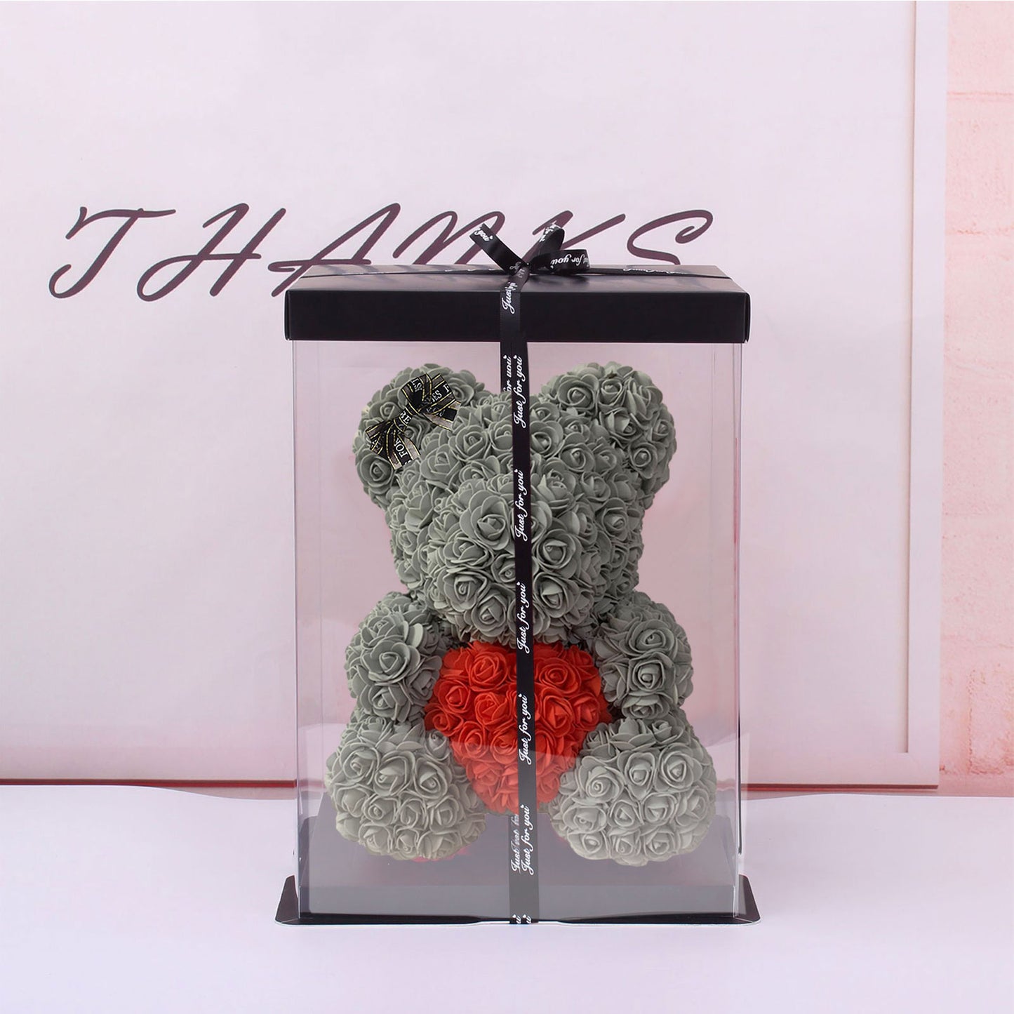 25cm Teddy Rose Bear Artificial Flowers Wedding Birthday Women Girl Gift Bear of Rose Box Valentine&#39;s Day Gifts R ose Bear - Executive-Skincare