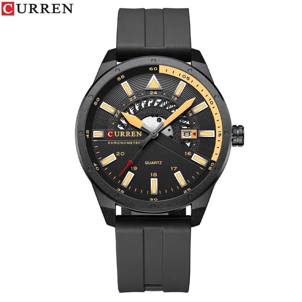 CURREN Fashion Men Watch Top Brand Luxury Waterproof Sport Mens Watches Silicone Automatic Date Military Wristwatch - Executive-Skincare