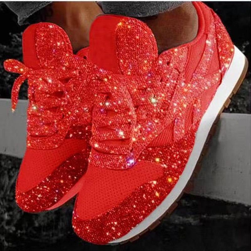 Hot 2022 Women Sequined Glitter Sneakers, Casual Lace-up Shoes, Sparkling, Flat and Casual shoes for women sneakers  shose women - Executive-Skincare