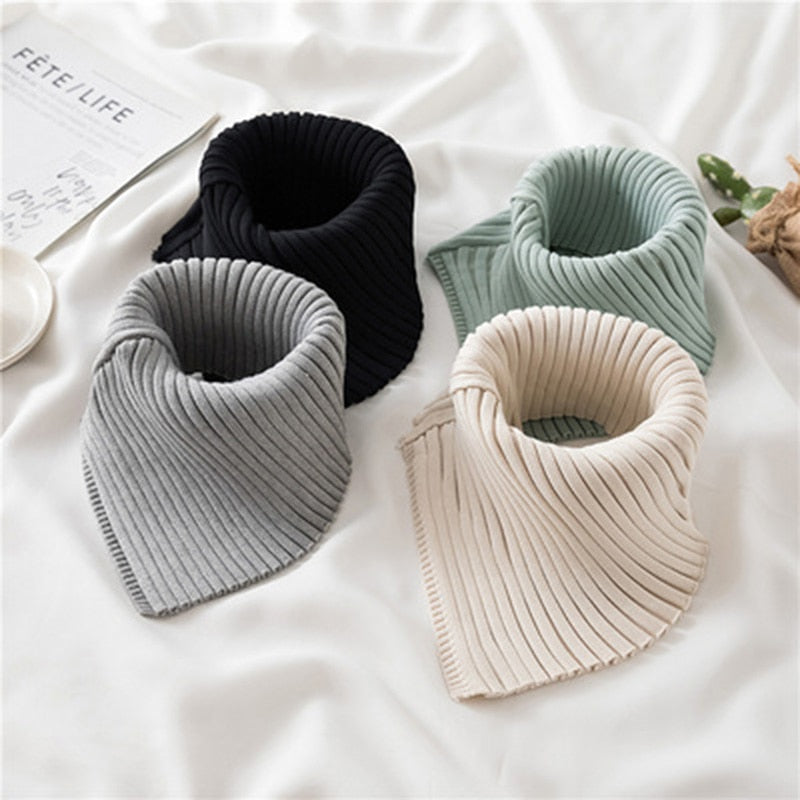 Autumn Winter Women&#39;s Scarf Wild Warm Protect Cervical Spine Stretch Knitted Fake Collar Wool High Neck Pullover Bib Female i39 - Executive-Skincare