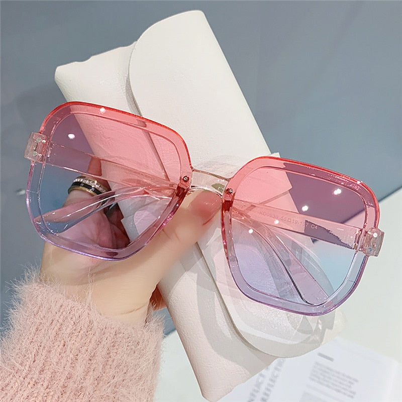 Classic Vintage Square Sunglasses Woman Gradient Mirror Frameless Sun Glasses Female Retro Fashion Rimless Oculos De Sol - Executive-Skincare