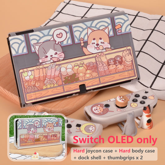 pawdiary switch oled case switch oled case matter finish oden kanto cooking nintendo switch oled tpu case cat dog - Executive-Skincare