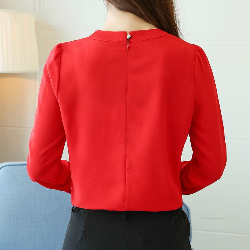 Chiffon Women Blouse Shirt New Long Sleeve Red Women&#39;s Clothing Office Lady Blouse Women&#39;s Tops Ladies&#39; Shirt Blusas A91 30 - Executive-Skincare