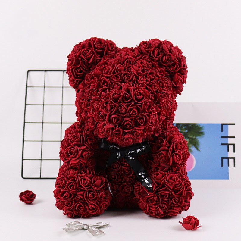 25cm Simulated Rose Bear Happy Valentine&#39;s Day Decor For Home Girls Favor Valentine&#39;s Day Gifts Wedding Party Pendants Ornaments - Executive-Skincare