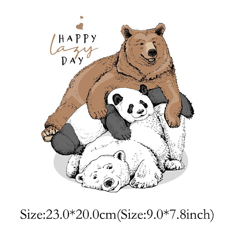 Bear Patch Iron on Transfers for Clothing Thermoadhesive Patches on Clothes Animals Teddy Bear Thermal Stickers on T-shirts - Executive-Skincare