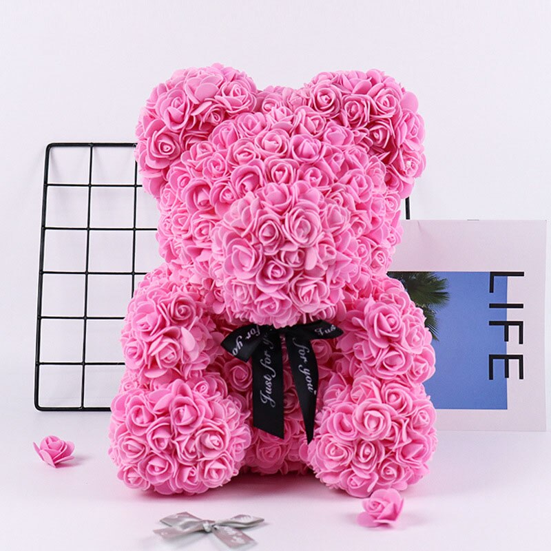 25cm Simulated Rose Bear Happy Valentine&#39;s Day Decor For Home Girls Favor Valentine&#39;s Day Gifts Wedding Party Pendants Ornaments - Executive-Skincare