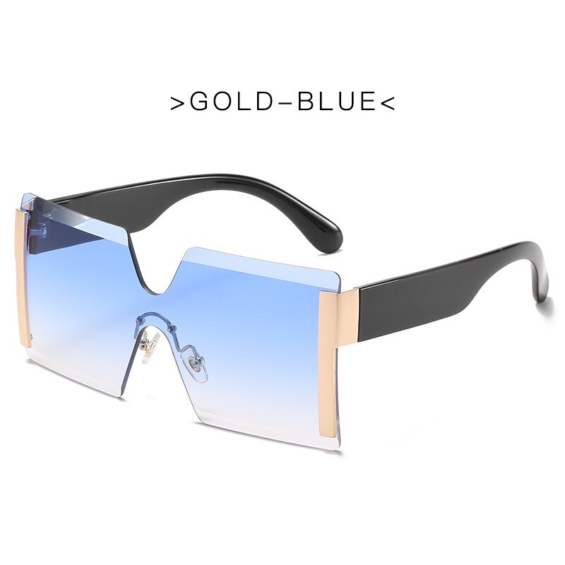 2022 New Big Frame Oversize Sunglasses Women Brand Designer Rimless Square Shades Vintage Fashion Gradient Clear Sun Glasses - Executive-Skincare